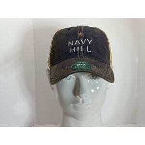 Legacy OFA Old Favorite Navy Hill Trucker Hat Men's Snapback Distressed